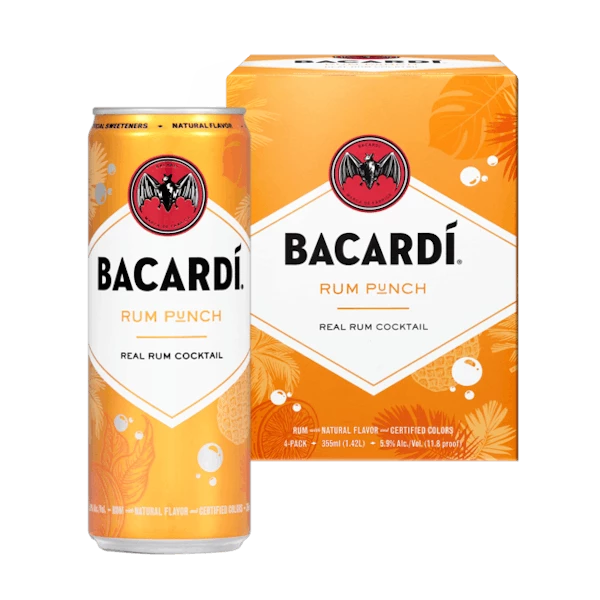 Bacardi Real Rum Cocktails Rum Punch 4-355ml Cans 1 Bacardi Real Rum Cocktails Rum Punch 4-355ml Cans