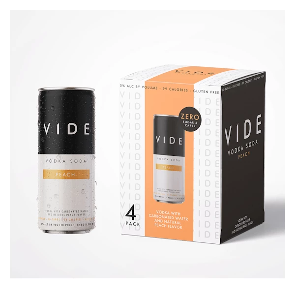 VIDE Peach Vodka And Seltzer 4-355ml Cans 1 VIDE Peach Vodka And Seltzer 4-355ml Cans