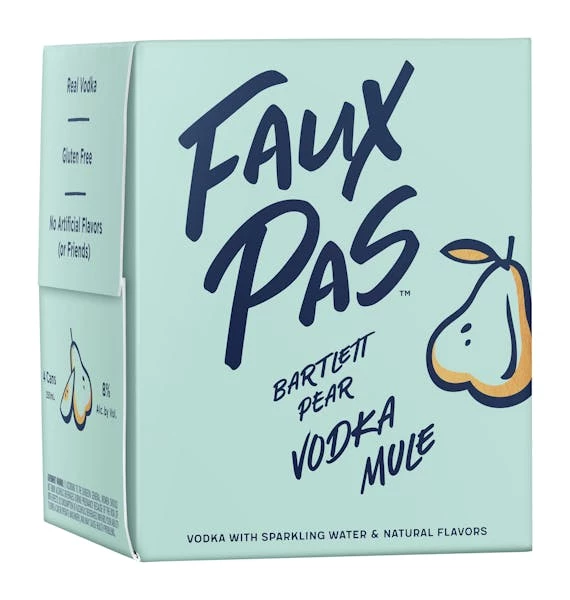 Faux Pas Cocktails Bartlett Pear Vodka Mule 4-250ml Cans 1 Faux Pas Cocktails Bartlett Pear Vodka Mule 4-250ml Cans