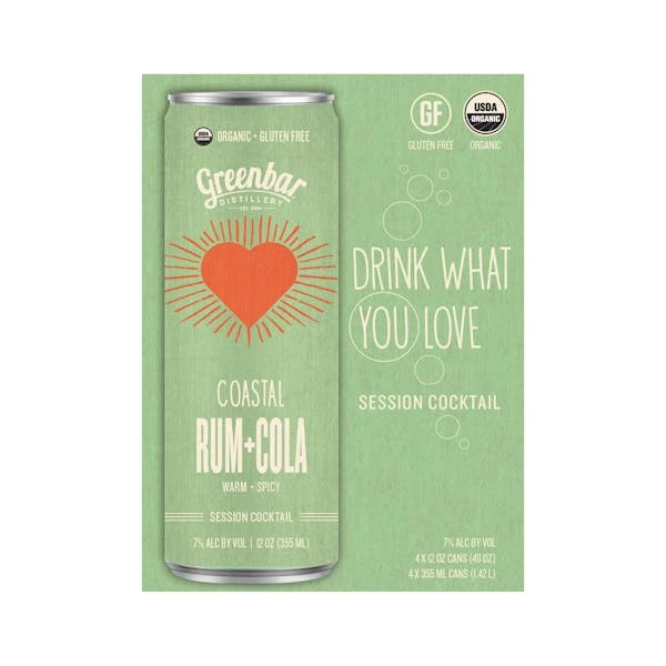 Greenbar 'Coastal' Rum & Cola 4-355ml Cans 1 Greenbar 'Coastal' Rum & Cola 4-355ml Cans