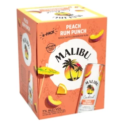 Malibu Cocktail Peach Rum Punch 4-355ml Cans