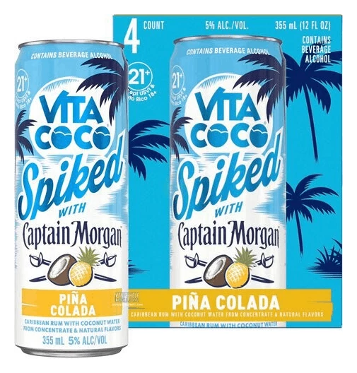 Captain Morgan Vita Coco Pina Colada 4-355ml Cans 1 Captain Morgan Vita Coco Pina Colada 4-355ml Cans