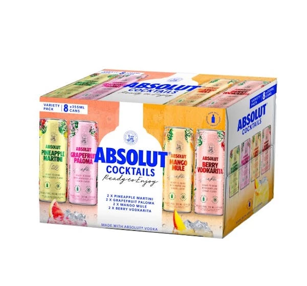 Absolut 'Ready To Enjoy' Variety Pack 8-355ml Cans 1 Absolut 'Ready To Enjoy' Variety Pack 8-355ml Cans